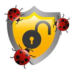 shield with virus atack and padlock