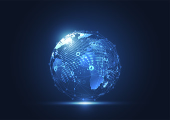 Global network connection. World map point and line composition concept of global business. Vector Illustration