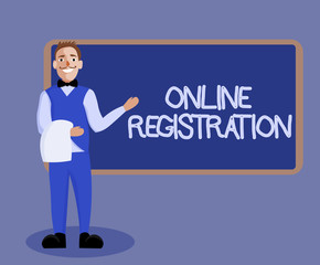 Word writing text Online Registration. Business concept for Process to Subscribe to Join an event club via Internet.