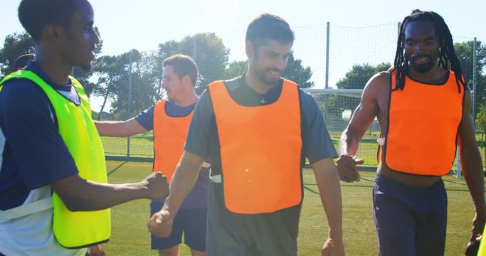 Soccer players greeting each other 4k