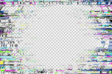 Glitch frame. Display error background. Computer screen digital noise. Abstract business design. Video game glitch. TV signal fail. Technical problem grunge wallpaper. - obrazy, fototapety, plakaty