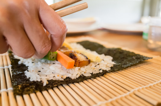 Homemade Sushi On Table