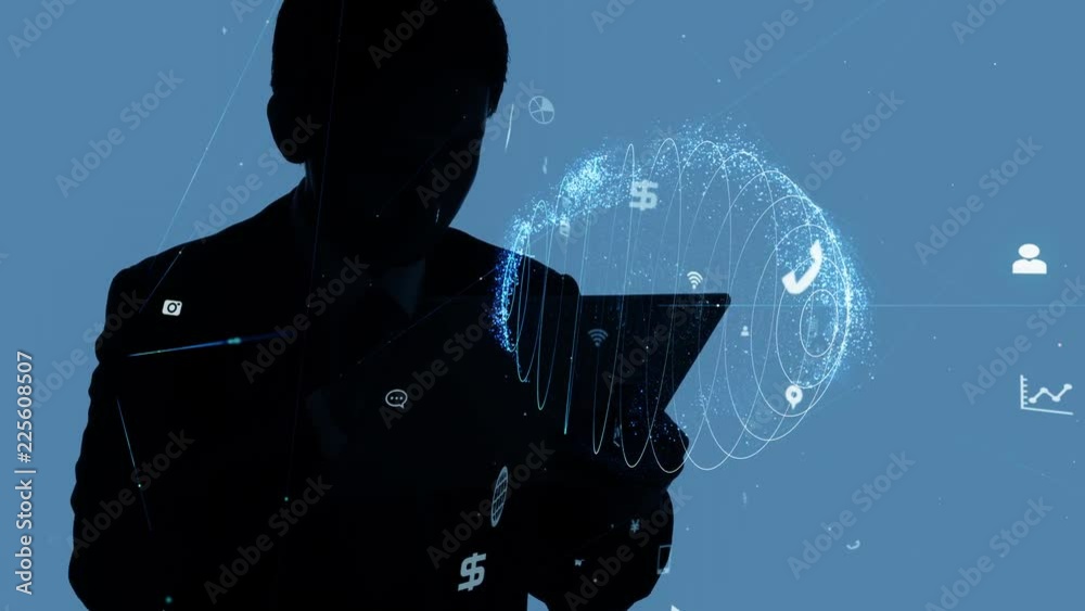 Poster business and technology concept. iot (internet of things) . mobile communication network.