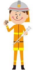 ポップな消防士さん　ガッツポーズ