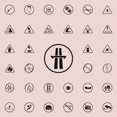 sign bridge on the road icon. Warning signs icons universal set for web and mobile