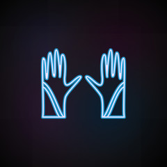 gloves icon in neon style. One of Woman Accessories collection icon can be used for UI, UX