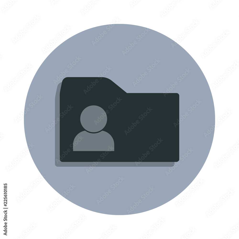 Poster folder with contacts icon in badge style. one of web collection icon can be used for ui, ux