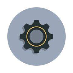 gear icon in badge style. One of web collection icon can be used for UI, UX