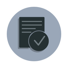 Verified document icon in badge style. One of web collection icon can be used for UI, UX