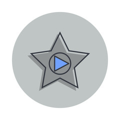 star and arrow icon in badge style. One of web collection icon can be used for UI, UX