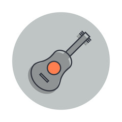 guitar icon in badge style. One of web collection icon can be used for UI, UX