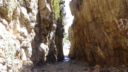 Landscape, rocky beach and seaside