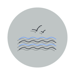 gulls on the sea icon in badge style. One of web collection icon can be used for UI, UX