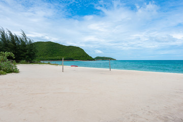 White sand beach with blue sea on Koh Samaesarn.