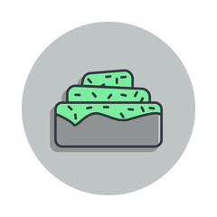 cake icon in badge style. One of web collection icon can be used for UI, UX