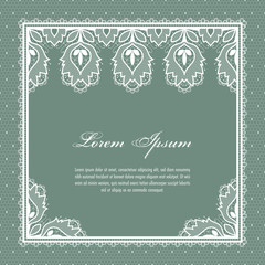 Wedding card or invitation template with a filigree lace floral pattern