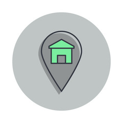 home destination icon in badge style. One of web collection icon can be used for UI, UX