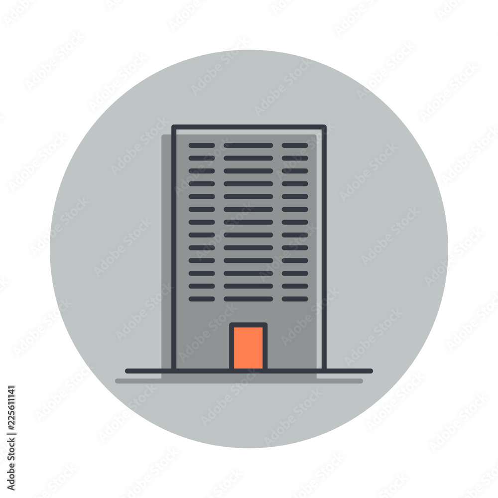Poster building icon in badge style. one of web collection icon can be used for ui, ux