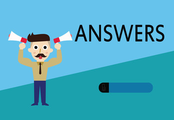 Word writing text Answers. Business concept for Reactions responses to questions statements or situations Choices.