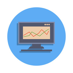 diagram on the monitor colored icon in badge style. One of Banking collection icon can be used for UI, UX