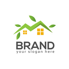Green House on white background. Abstract house logo. logo vector illustration  