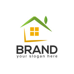 Green House on white background. Abstract house logo. logo vector illustration  