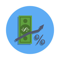 credit growth colored icon in badge style. One of Banking collection icon can be used for UI, UX