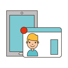 smartphone device with id young man