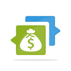 Vector illustration icons with the concept of communicating and sharing information about income sources, funding sources, financial transactions, financial negotiations.