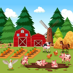Obraz na płótnie Canvas Rural happy farm animals