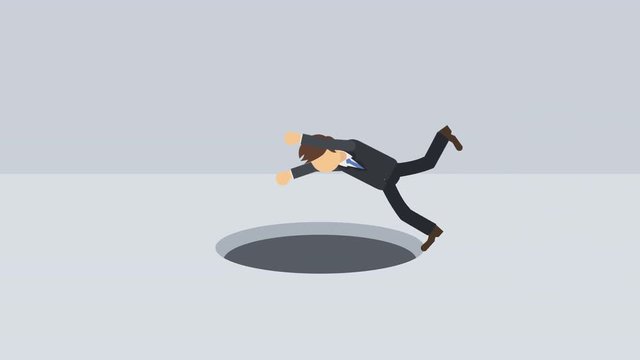 ビジネスマン 歩く 穴 落下 リスク イラスト ループ