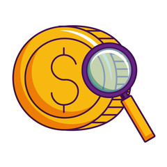 dollar coin money currency magnifying glass