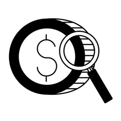 dollar coin money currency magnifying glass