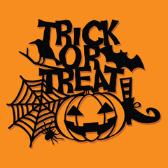 Paper Cut Silhouette Trick Or Treat Halloween Decoration