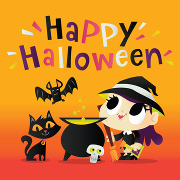 Super Cute Halloween Witch Magic Cauldron