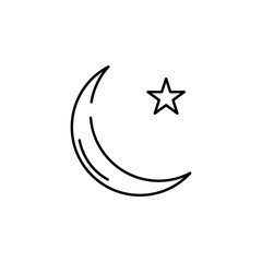 Islamic symbol moon and star icon. Element of Pakistan culture for mobile concept and web apps illustration. Thin line icon for website design and development, app development