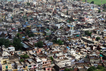 Fototapeta na wymiar Jaipur city as seen from Nahargarh Fort on the hill.