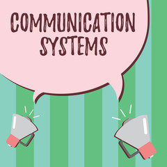 Word writing text Communication Systems. Business concept for Flow of Information use of Machine to transmit signals.