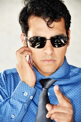 Colombian Security Guard Pointing