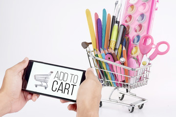 Naklejka na ściany i meble Online shopping or e-commerce concept