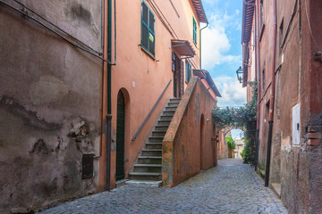 Fototapeta na wymiar Street and houses of Tuscania, Italy