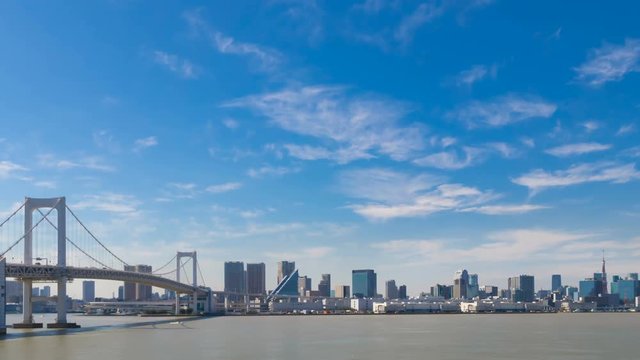 東京風景・タイムプス・東京湾と青空