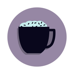 coffee with foam icon in badge style. One of web collection icon can be used for UI, UX