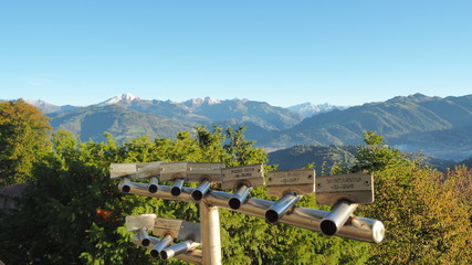 Fototapeta na wymiar Wonderful landscape at Orobie Alps and Valle Seriana from Altino. Albino, Bergamo, Italy