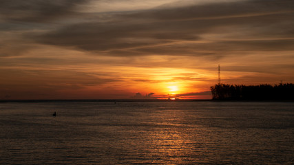 Fototapeta na wymiar Sea with sunset at evening.