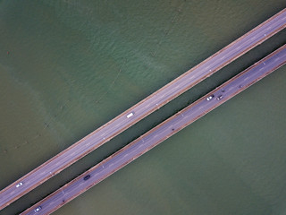 Aerial view bridge over the sea