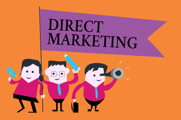 Word writing text Direct Marketing. Business concept for business of selling products or services to public.