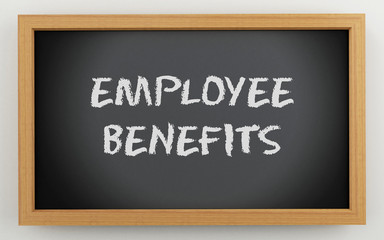 3d chalkboard with employee benefits text