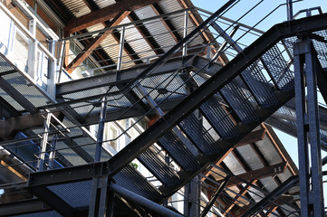 fire escape staircase at modern office building