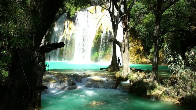 View of one waterfall in the national park El Chiflon in Chiapas T1